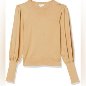The Drop Women's Vivienne Padded-Shoulder Balloon-Sleeve Crew-Neck Sweater